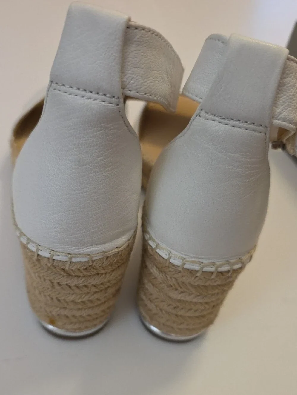 Franco Sarto White Leather Espadrille Wedge Sandals